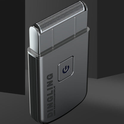 Silver Card-Style Foil Electric Shaver with USB Charging Cable, Cleaning Brush and 3.6-Inch Length