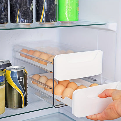Two-Tier Egg Storage Drawer with Clear Pull-Out Trays, 36-Position Layout and 12-Inch Width