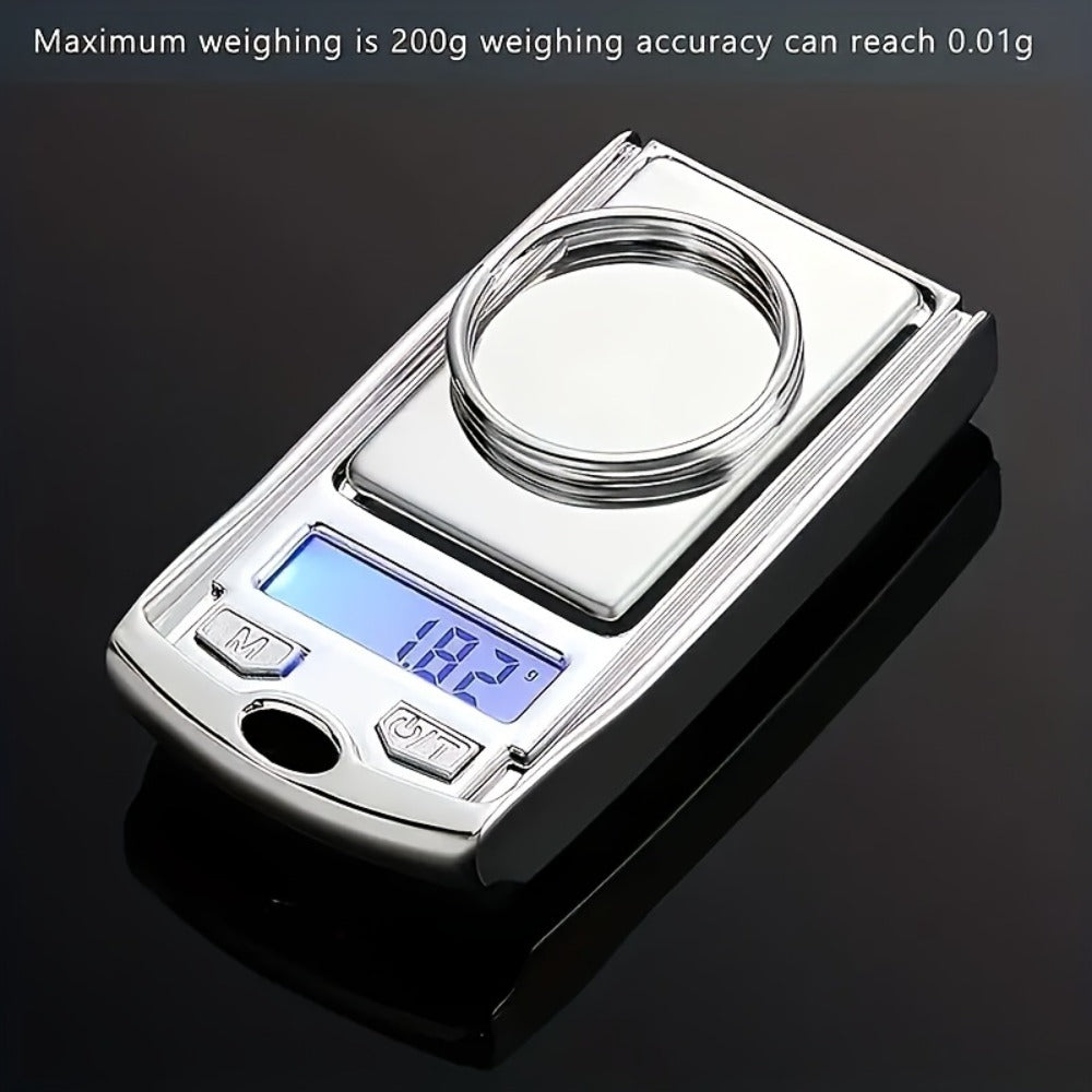 Mini Keychain Pocket Scale with Flip Cover, Blue Backlit Display and 200g/0.01 Checkout Label