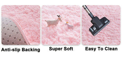 Area Rug, Round Shaggy Plush Carpet in Seven Colors and 4-, 5- or 6-Foot Diameters with Spot-Clean Care