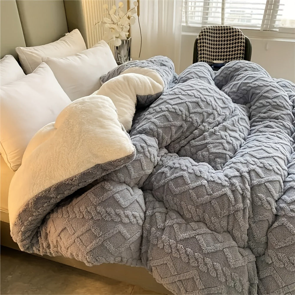 Textured Two-Face Comforter in Elegant Gray or Sapphire Blue with Twin, Full, Queen and King Sizes