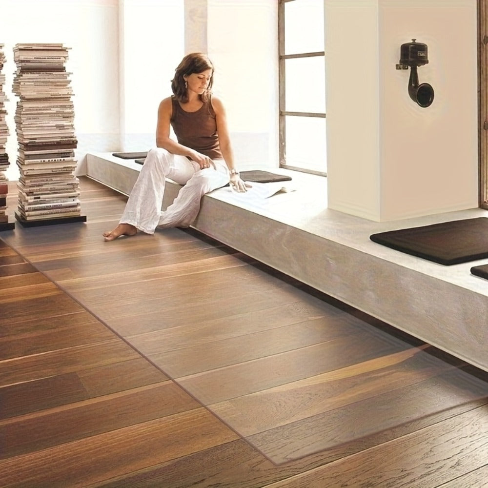 Clear PVC Floor Protector Mat with 29 Rectangular Size Options, Including 1.5mm Formats up to 44 x 120 Inches