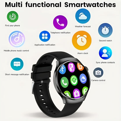 Alarm Smartwatch with Silicone Strap – Wireless Calling, Pedometer, Calorie Tracker, Music Playback, Remote Camera & Multi-Sport Modes – Unisex Men & Women Silver Black
