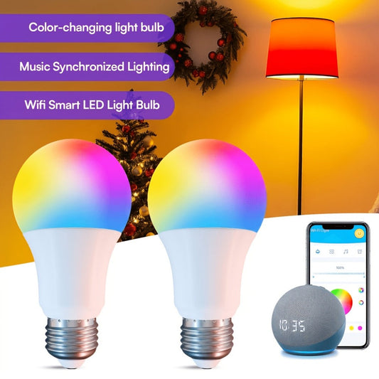Alexa Smart Light Bulbs RGB Color Changing 2 Pack A19 E26 WiFi - Voice App Control LED Bulbs Compatible with Google Home, Music Sync, 104 Scenes, Dimmable for Bedroom Living Room Gaming Room