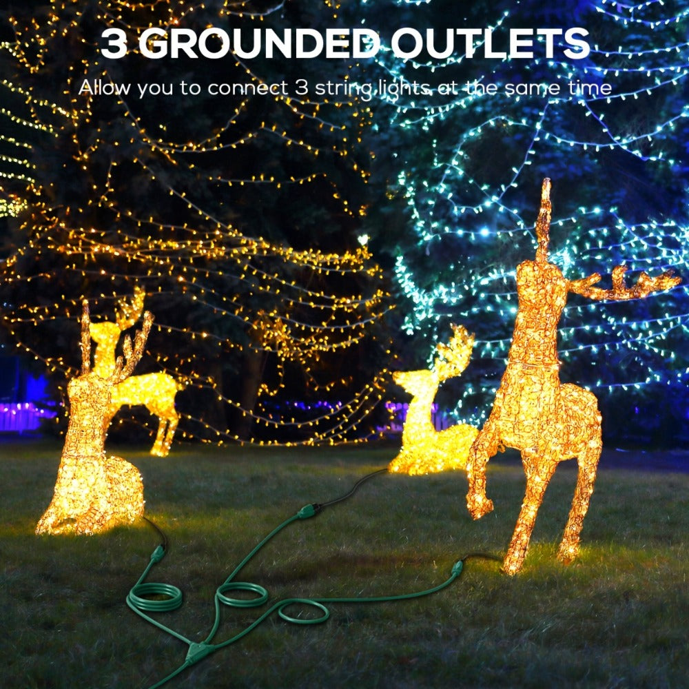 One-to-Three Extension Cord Splitter with 25- or 50-Foot Green and Black Grounded Configurations
