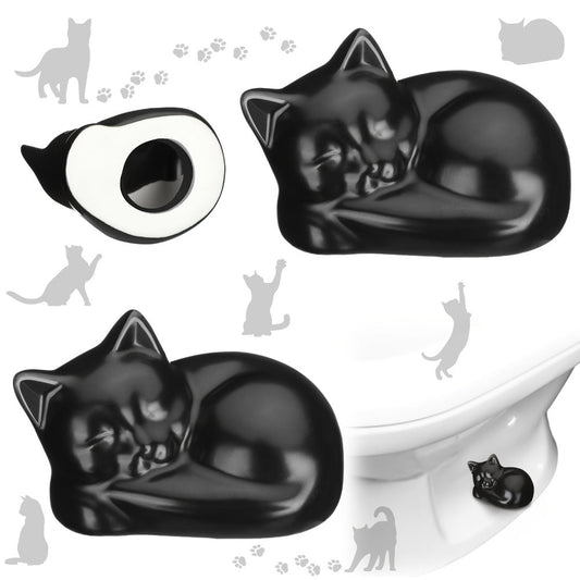 Black Cat Ceramic Toilet Bolt Caps 2-Pack - Decorative Cat Toilet Bolt Screw Cover Caps, Cute Bathroom Decor for Cat Lovers, Fun Themed Bathroom Accessories & Replacement Parts