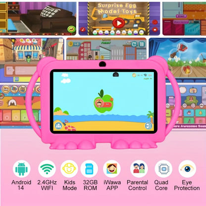 Kids Tablet 7 Inch with Android 14, 4GB RAM, 32GB Built-In Storage, IPS Display and Parental Controls