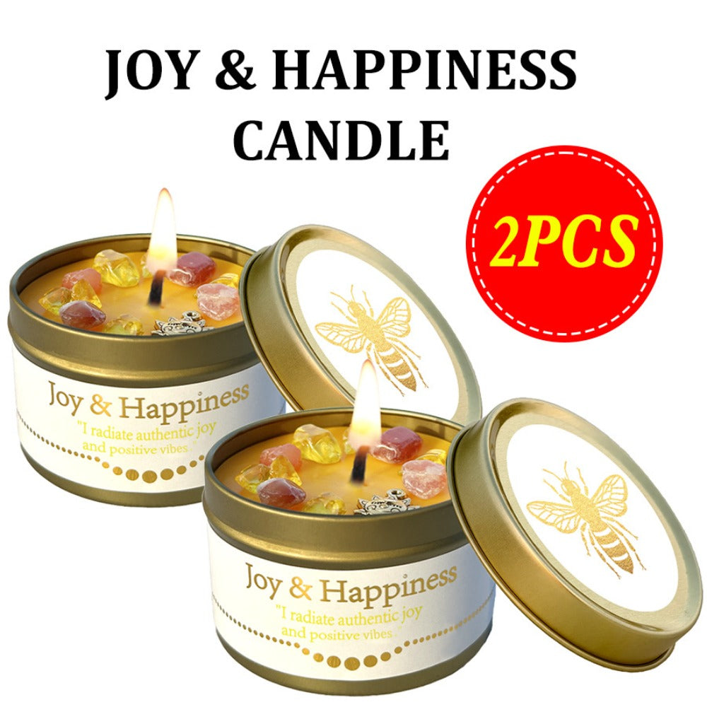Crystal-Style Tin Candle with Eleven Intention Labels and One- or Two-Piece Checkout Options