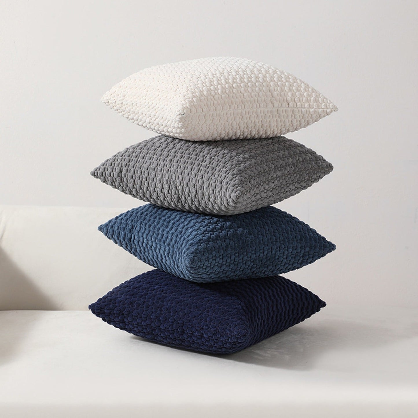 Double-Sided Plush Throw Pillow Covers, Four-Piece Set in 18 x 18 or 20 x 20-Inch Sizes and Four Colors