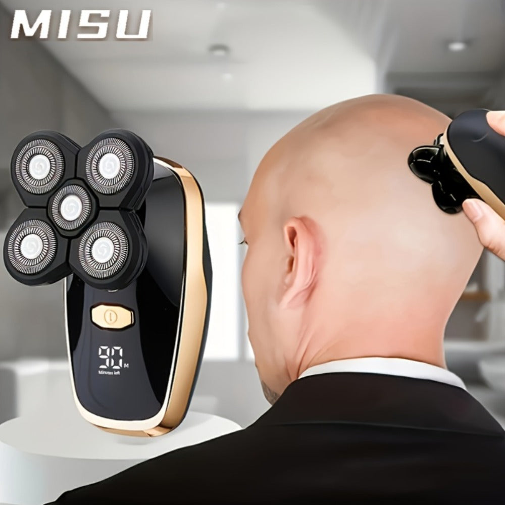 Palm-Size Multi-Rotary Electric Shaver with Display in 5D, 7D and Type A Checkout Styles Pictured