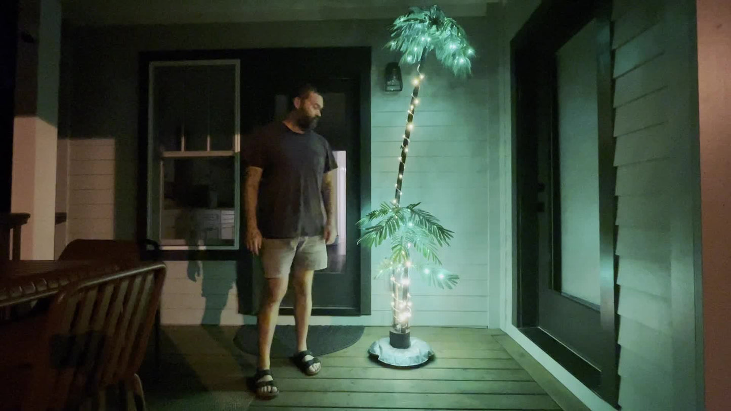 Seven-Foot Solar Palm Tree Light with 260 LEDs, Three Trunks, Remote Control and Eight Modes