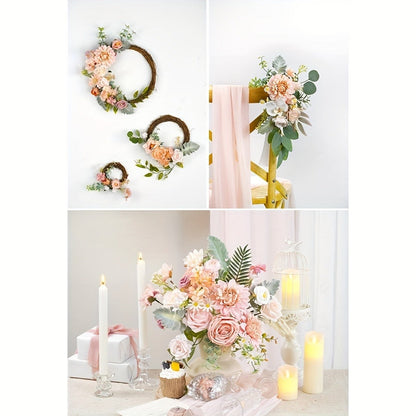 Artificial Roses Box Set for Wedding Bouquet, DIY Centerpiece & Home Decoration – Pink Valentine's Day Spring Flowers