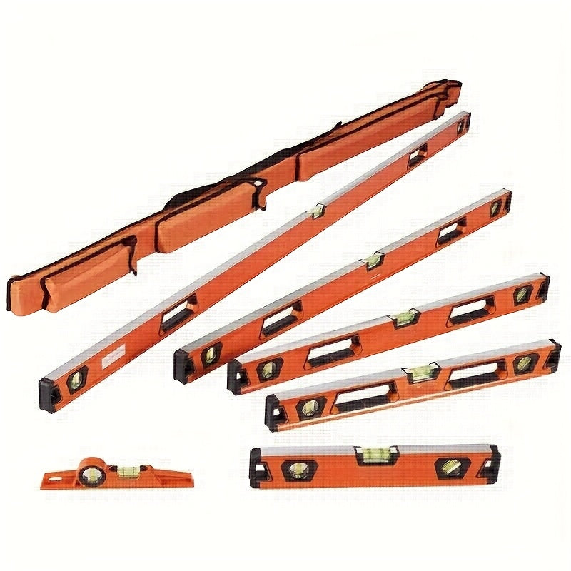 Six-Piece Magnetic-Style Spirit Level Set in 10, 16, 24, 32, 48 and 78 Inch Lengths for Workshop Layout