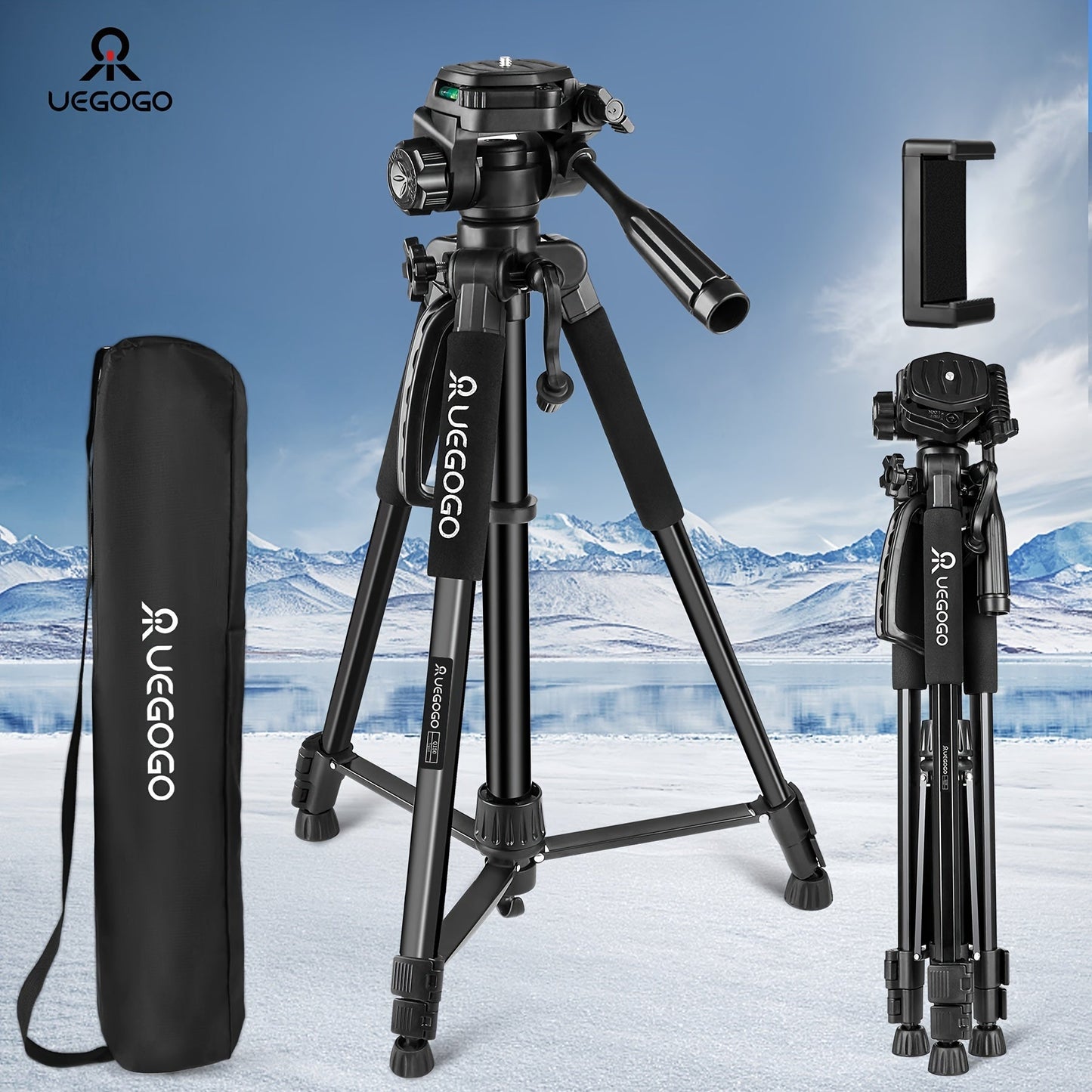 Camera Tripod 5ft Heavy Duty for DSLR & Mirrorless with Phone Holder & Storage Bag – Portable Professional Video Stand for Photography, Vlogging, Streaming, YouTube & Travel