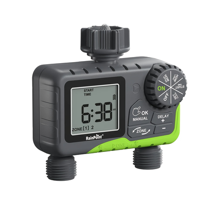 2-Zone Sprinkler Timer Programmable Faucet Irrigation Controller for Lawn & Yard