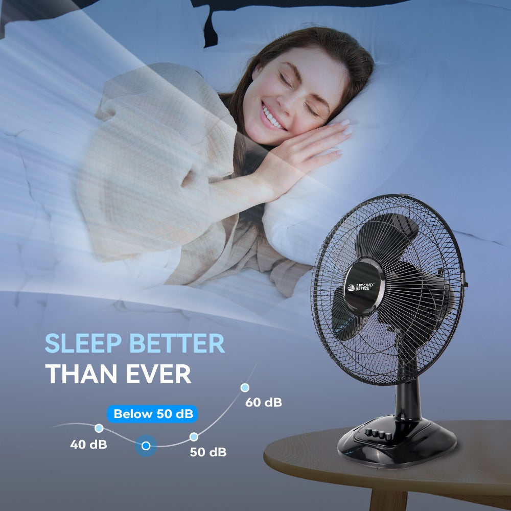 Oscillating Table Fan 12 Inch Quiet 3-Speed Adjustable Tilt with Safety Grill for Home Office Bedroom Dorm Desktop Personal Cooling Fan