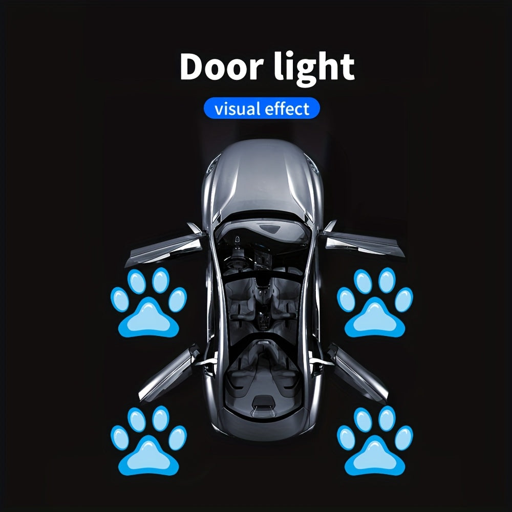 Car Door LED Projector Welcome Lights 4 Pcs – Courtesy Step Logo Light Cute Pattern Projection Festive Atmosphere Night Light Sky Blue Pink Amber