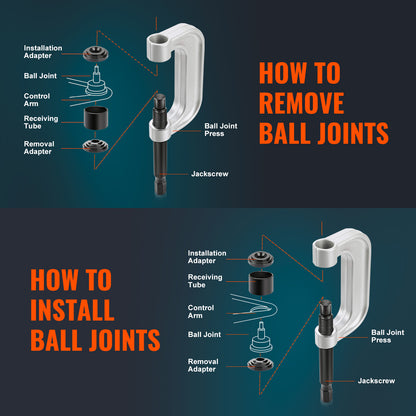 Ball Joint Press Kit 10/21/23-Piece - C-Press Ball Joint Tool Set for 2WD & 4WD Vehicles, Heat-Treated Carbon Steel, Compatible with Ford GM Dodge Jeep Dana 28-60 Axles, U-Joint & Brake Pin Removal