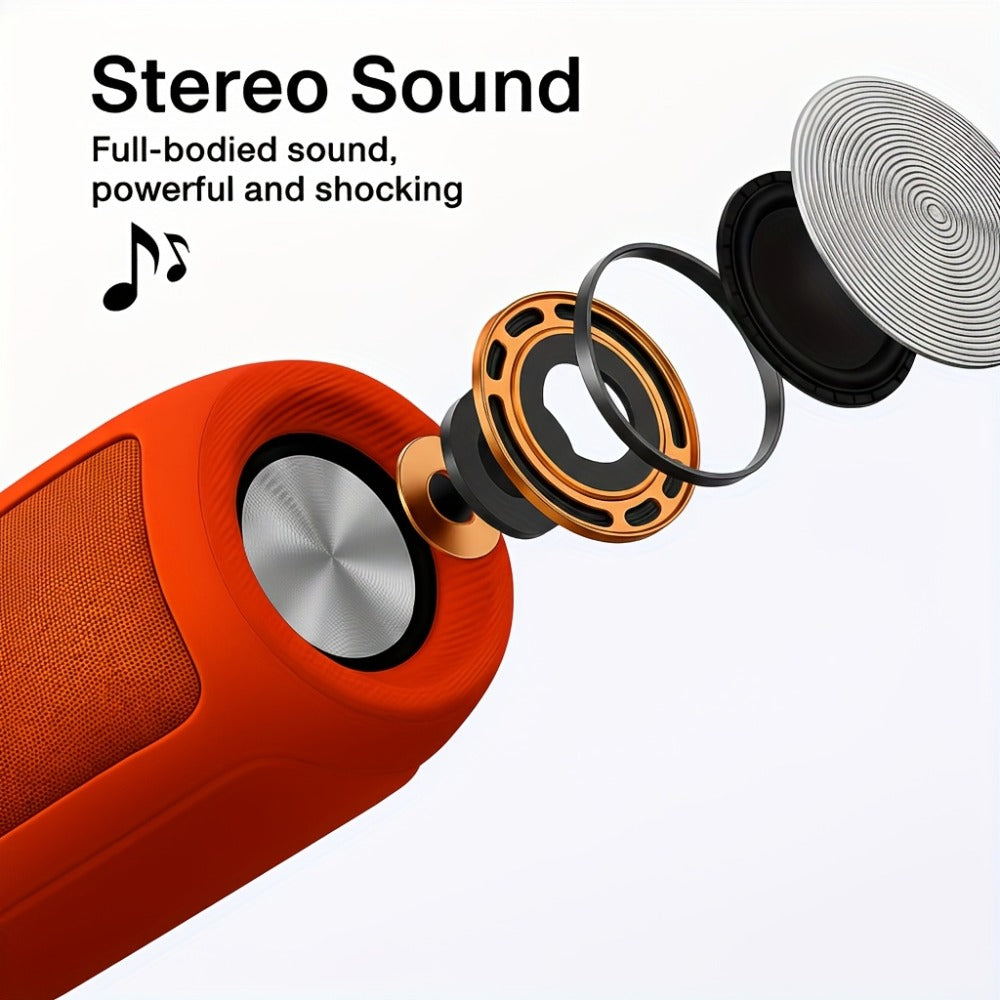 Bluetooth Speaker Cylindrical TWS Stereo-Pairing Model with USB Charging and Red or Black Color Options