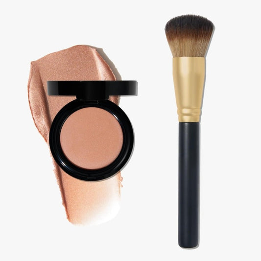 Cream Blush Beauty Balm Starter Kit with Brush – Hydrating Squalane Formula for Face & Lips Natural Pink Glossy Brightening Finish Medium Buildable Coverage Blush Set for Women