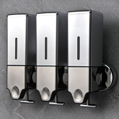 Three-Bottle Wall-Mounted Soap Dispenser Set with 16.91 oz 500 ml Source Capacity in Five Finish Options