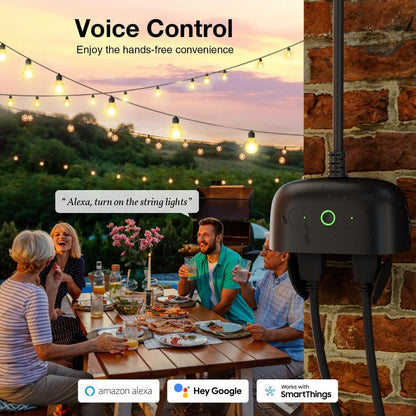 Outdoor Indoor Smart WiFi Plug GHome WP7, Voice & App Control, Works with Alexa & Google Home, Timer Schedule, No Hub Required, 2.4GHz, Black – Garden Garage Yard Patio Smart Outlet