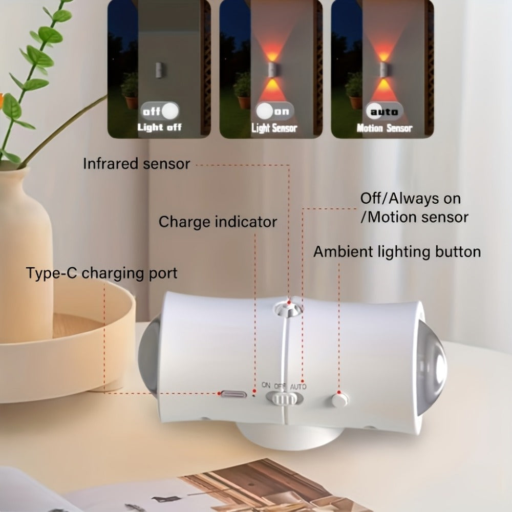 Rechargeable RGB Magnetic Wall Night Light Set with Motion Sensor in Black or White, Two- or Four-Pack