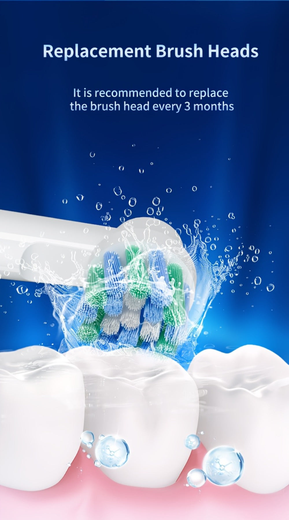 Electric Toothbrush with Eight Round Brush Heads, Three Modes, Induction Charging, IPX7 Rating and Travel Case
