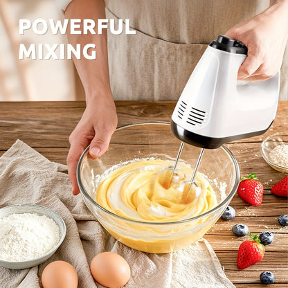 Electric Hand Mixer 6-Speed with Turbo – 5 Stainless Steel Attachments, Snap-On Storage Case, Handheld Mixer for Whipping, Baking Cookies, Cakes, Dough & Brownie Batter