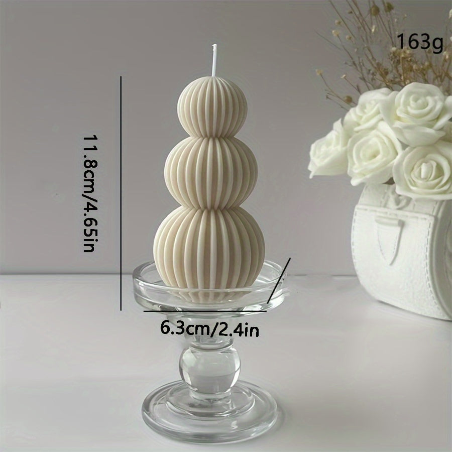 Ribbed Sculptural Candle in Single-Sphere or Three-Ball Form with Two Fragrance Selections
