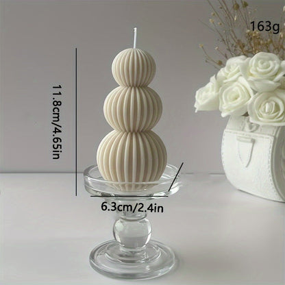 Ribbed Sculptural Candle in Single-Sphere or Three-Ball Form with Two Fragrance Selections