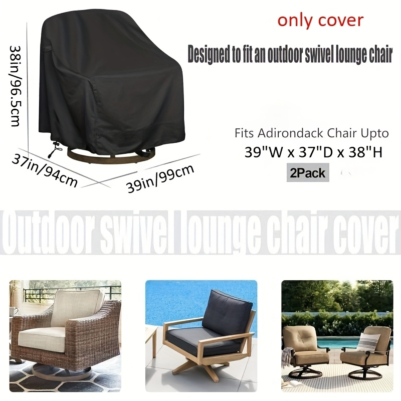 Two-Pack Swivel Patio Chair Covers in Black, 27.5 x 32.5 x 43 Inches for Outdoor Furniture