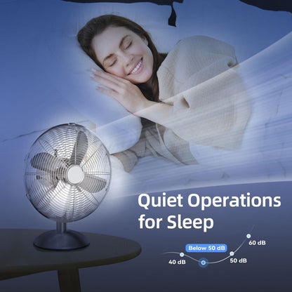 Oscillating Table Fan 12 Inch Quiet 3-Speed Adjustable Tilt with Safety Grill for Home Office Bedroom Dorm Desktop Personal Cooling Fan