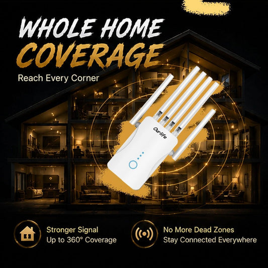 WiFi 6 Mesh Extender 1400Mbps 6-Antenna Dual Band - 2.4GHz & 5GHz Whole Home Coverage, One-Button WPS Setup, Seamless Roaming, Works with Smartphones Tablets Laptops Smart TV Gaming Console