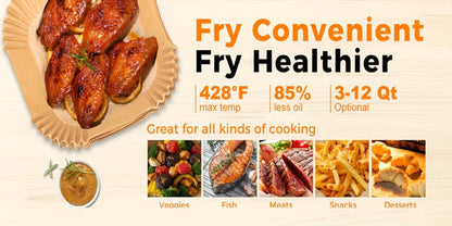 Air Fryer Parchment Paper Liners 250pcs - Non-Stick Disposable Square Liner Sheets for 5-8QT Air Fryer Basket Baking Roasting Microwave Unbleached