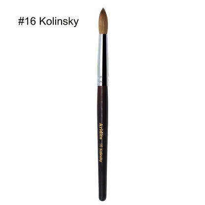 Red-Wine Handle Acrylic Nail Brush in Exact Checkout Sizes #8, #10, #12, #14, #16 or #18 with Pictured Round Tip