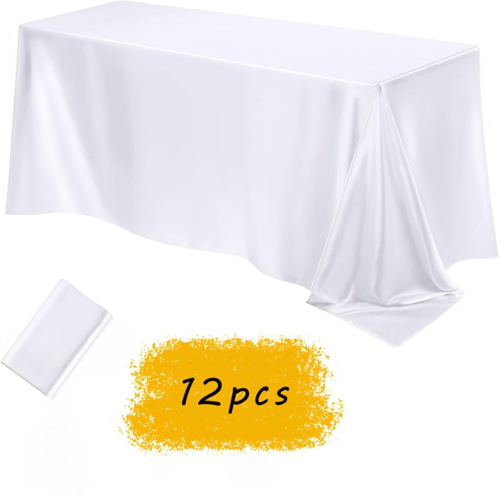 Satin Tablecloth 12pcs 57"x102" Rectangular Silky Smooth Fabric Table Cover for Wedding Banquet Birthday Party Holiday Event