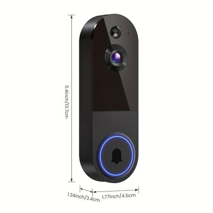 2K WiFi Doorbell Camera Wireless Smart Doorbell with AI Snapshot, Night Vision, Two-Way Intercom, Photo & Video Recording, Local Storage, Rechargeable Battery, Motion Detection, Black Linen