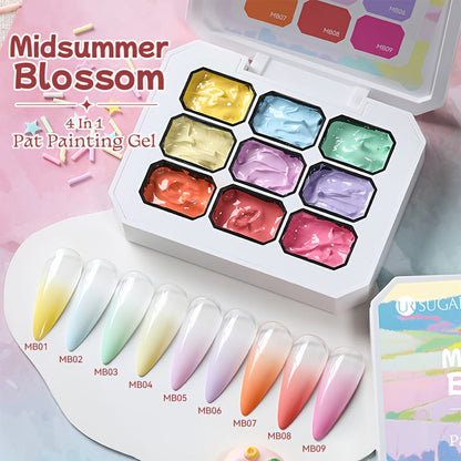 4-in-1 Pat Ombre Gel Nail Polish 9 Colors Gradient Stamping Painting Rub Powder – Solid Varnish for DIY French Manicure & Salon Nail Art, Chrome Glitter Effect for Women by UR SUGAR