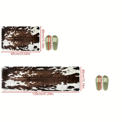 Cowhide Patterned Kitchen Mats Set of 2 – Memory Foam Anti-Fatigue Floor Mats, Non-Slip Animal Print Cushioned Standing Mat for Kitchen Hallway Bathroom Laundry Room
