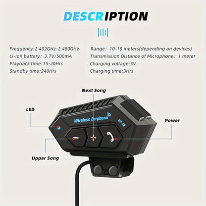 Motorcycle Helmet Bluetooth Headphones Wireless 5.0 – Hi-Fi Stereo, Noise Cancellation, Hands-Free Calls & Music, Easy Helmet Install, RGB Ambient Light Option, Durable Rider Headset