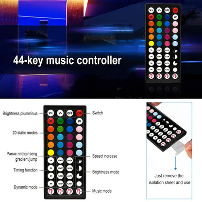 5050 RGB LED Strip Light Kit, 10m to 30m with App Control, Music Mode and 40-Key IR Remote