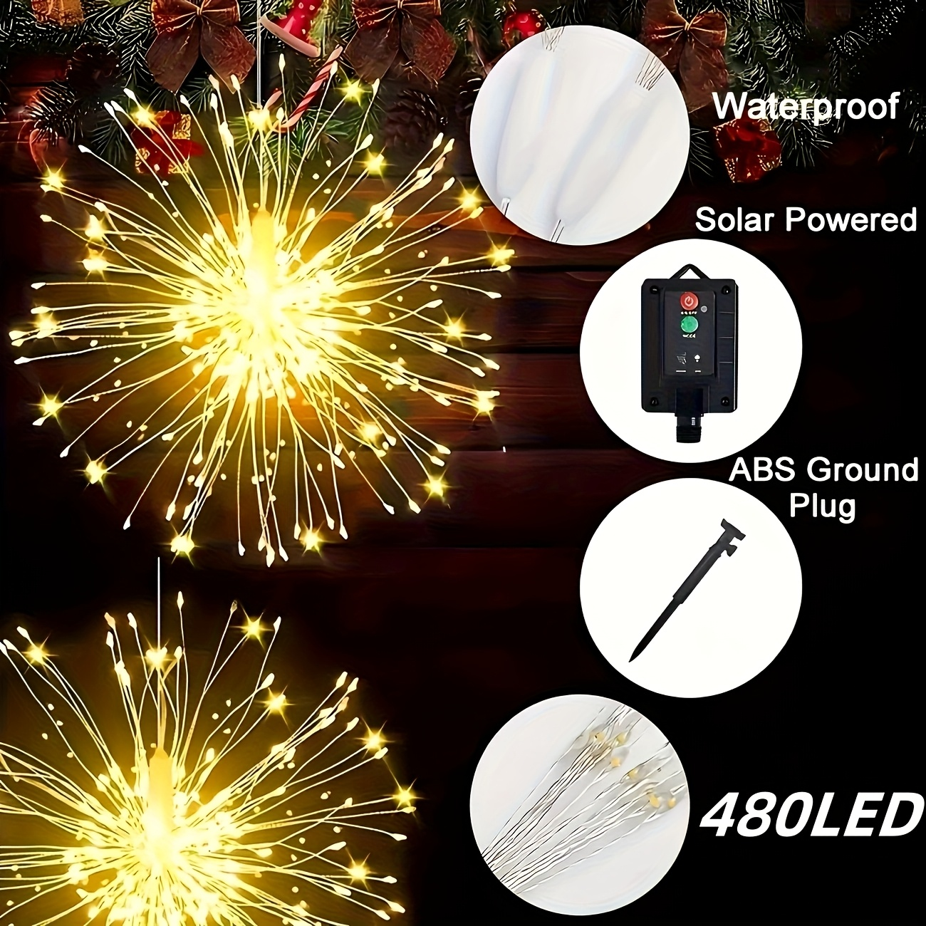 Solar Starburst Ball Light Set with Eight 480-LED Pieces, Remote Control and Three Color Options