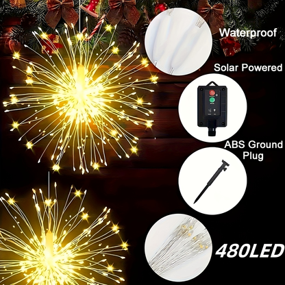 Solar Starburst Ball Light Set with Eight 480-LED Pieces, Remote Control and Three Color Options