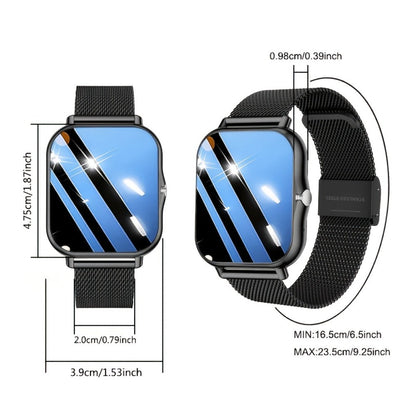Calling Smartwatch for Men Women Heart Rate Monitor Sleep Tracker Multiple Sport Modes Music Control Weather IP67 Waterproof Magnetic Charging Android iPhone Compatible – Black Pink Silver Gold