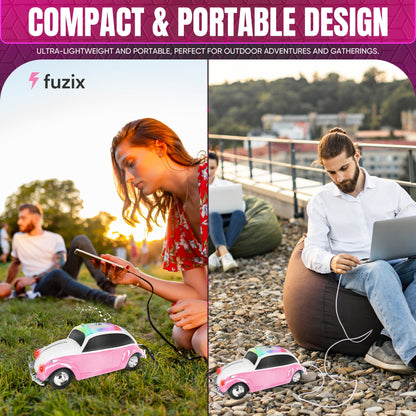 Fuzix WS-1958 Vintage Car Bluetooth Speaker with LED Headlights & Taillights | Retro Wireless Stereo, FM Radio, AUX/USB/TF, Built-in Mic, Rechargeable – Novelty Gift for Car Enthusiasts & Music Lovers