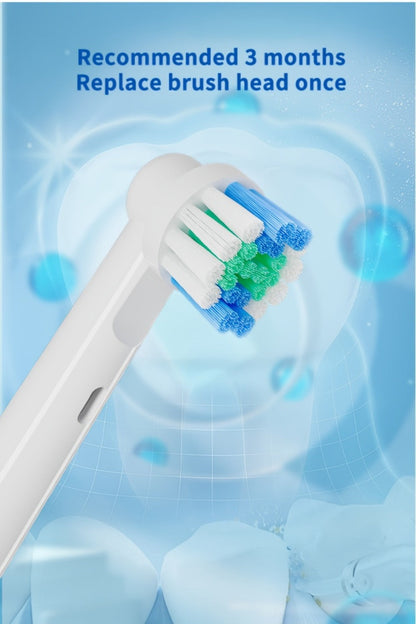 Electric Toothbrush Rechargeable 4 Brush Heads 3 Cleaning Modes Smart Timer IPX7 Waterproof USB Quick Charge 600mAh Round Head Adult Electric Toothbrush Blue