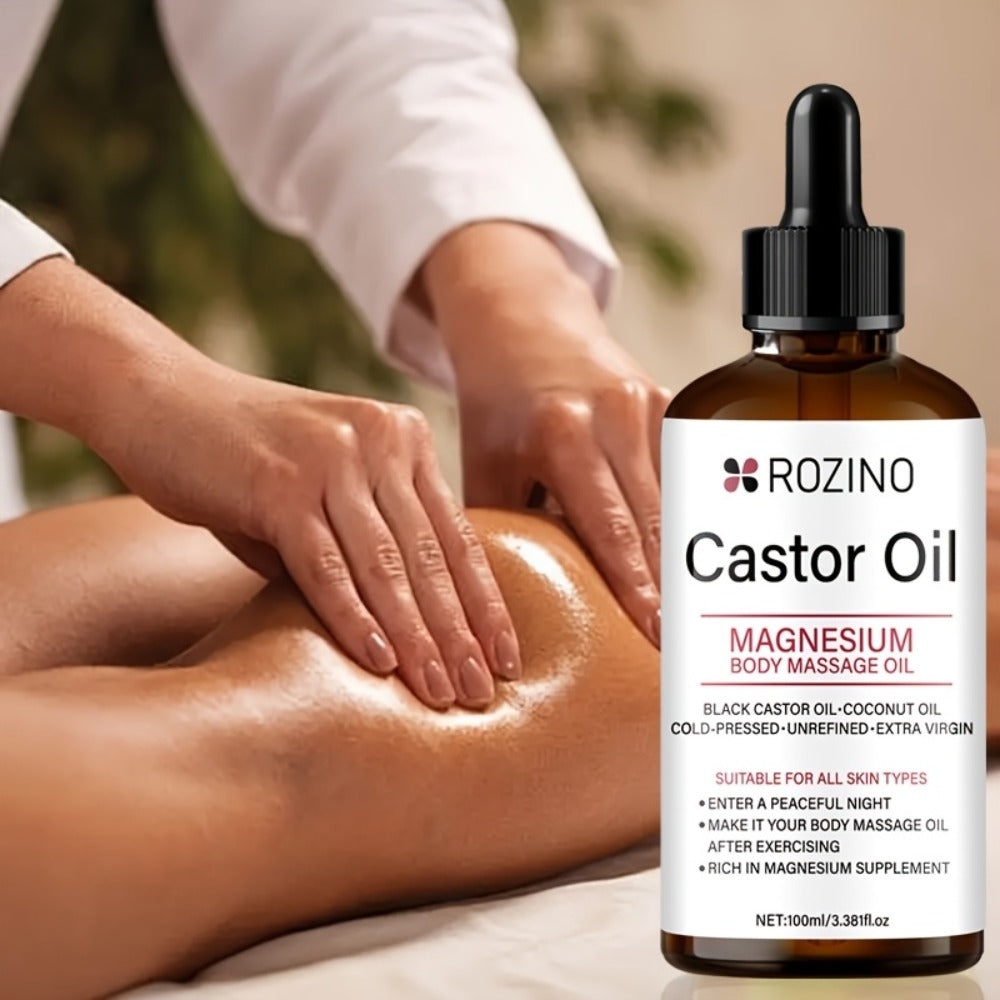 Aromatherapy Oil Magnesium Castor Massage Blend 100ml Dropper Bottle for External Body and Hair Care