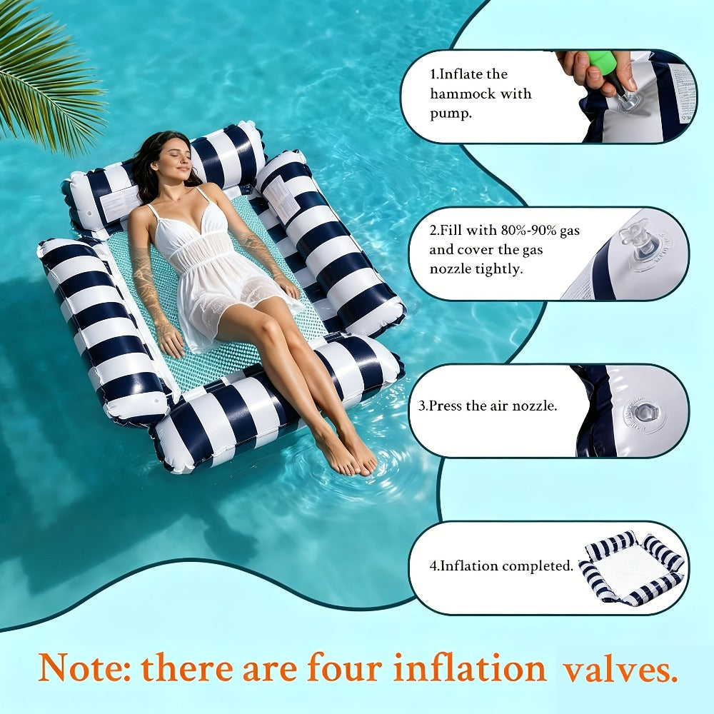 Striped Mesh Pool Float Chair Set, 110cm Size in Blue, Dark Blue, Pink or Mixed Two- and Three-Piece Options