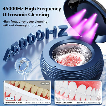 45 kHz Round Ultrasonic Cleaner with Four Timer Modes and Three Color Options for Small Items